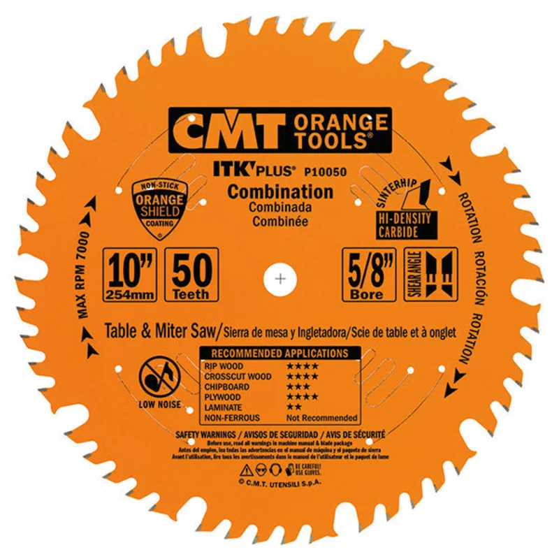 CMT P10050 Itk Plus Combination Saw Blade 10 x 50 Teeth 1Ftg+ 4Atb Teeth With Sh