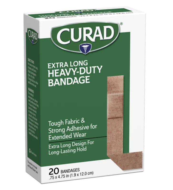Curad Heavy Duty Extra Long Bandages, .75 x 4.75, 20 count