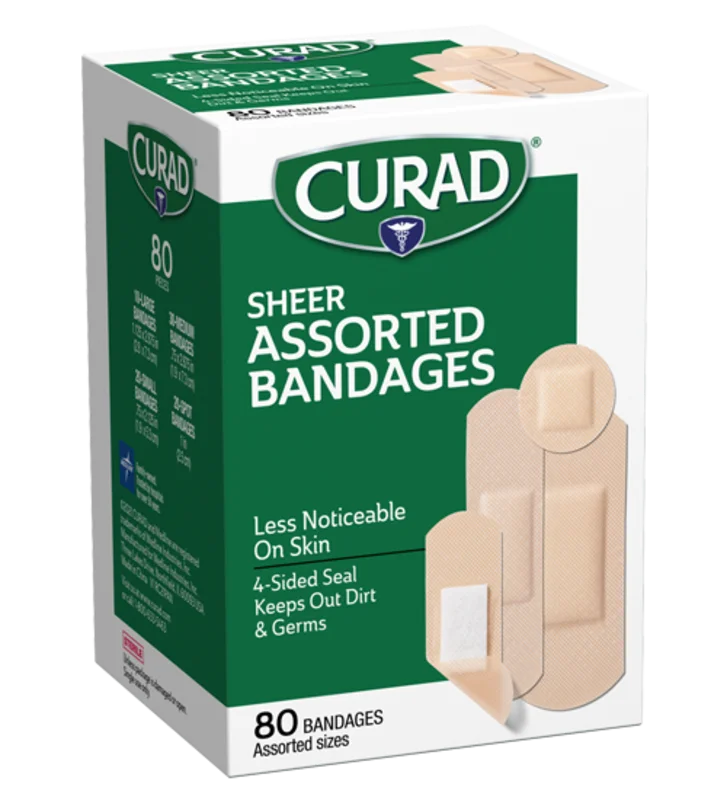 Curad Sheer Bandages, Assorted Sizes, 80 count