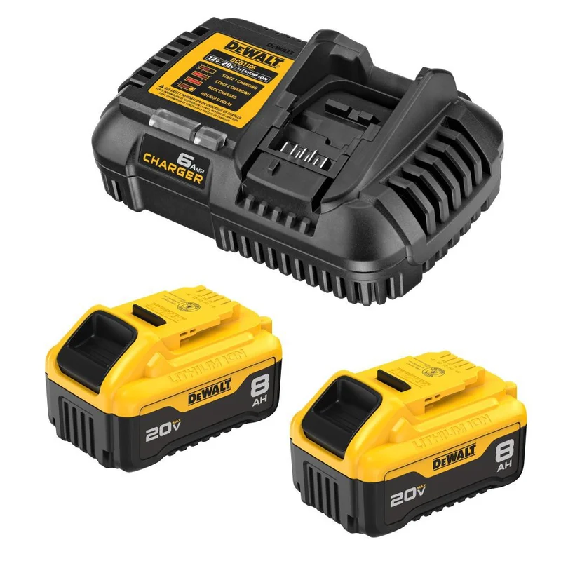 DEWALT DCB208-2C 20-V 2-Pack Lithium-ion Battery and Charger (8 Ah)