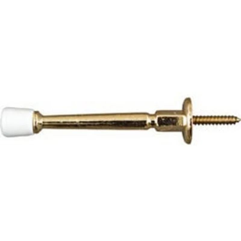 Doorstop, Wall-Mount, Rigid, Bright Brass, 3-In., 2-Pk.