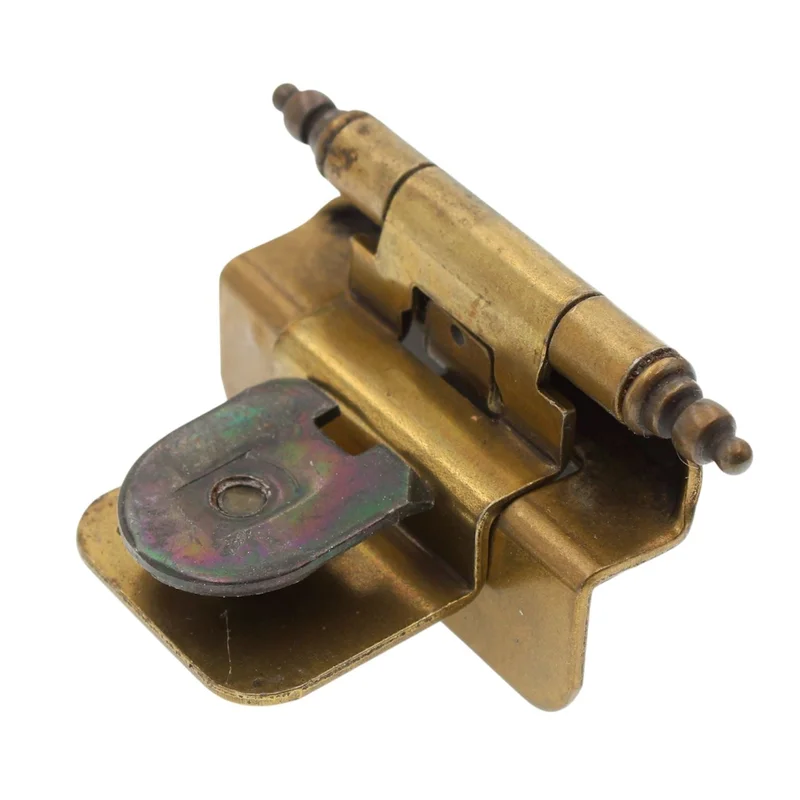 Double Demountable Cabinet Hinge 3/8" Inset Burnished Brass CM8700T4-O77, T4 Tip