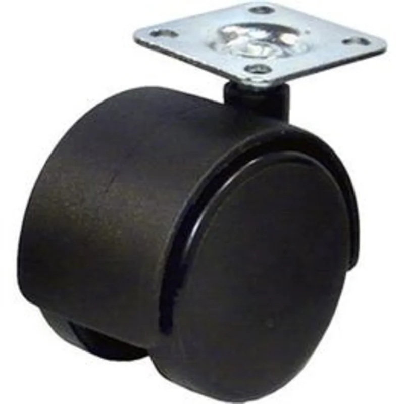 Dual Wheel Caster With Plate, Black, 2-In., 2-Pk.