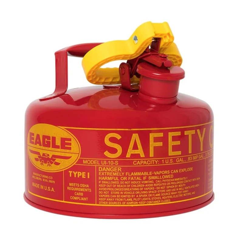 Eagle 1 Gallon Steel Safety Can for Flammables, Type I, Flame Arrester, Red Red