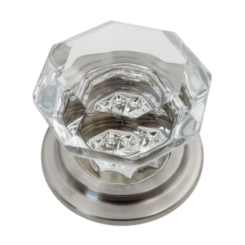Emtek Old Town Glass 1 3/4" Wardrobe Knob Satin Nickel Base 86028US15