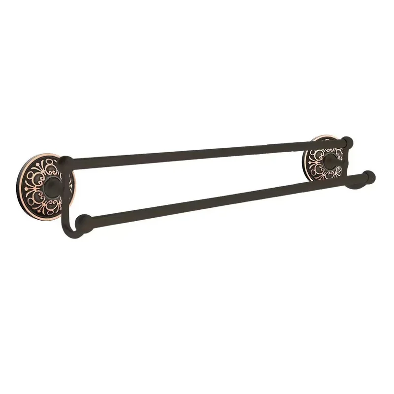 Emtek Traditional Brass Oil-Rubbed Bronze 24" Double Towel Bar #6 Rosette 26032
