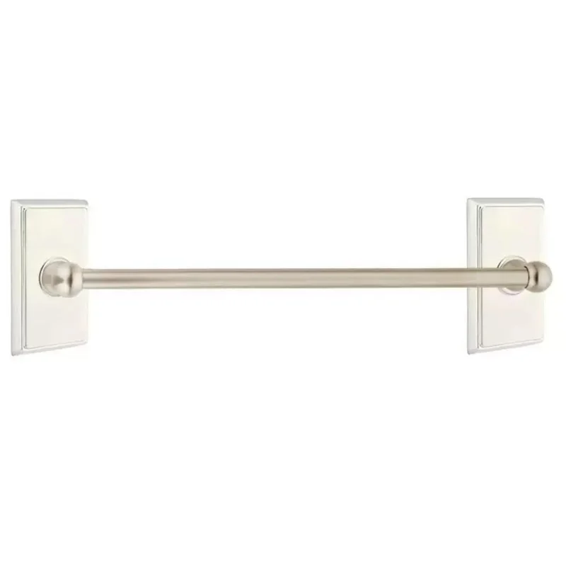 Emtek Traditional Brass Satin Nickel 24" Towel Bar #3 Rosette 26022