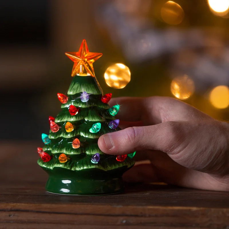 Evergreen Products Mini Ceramic Tree LED Color Changing Multi-colored