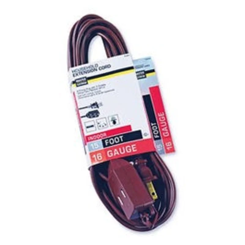 Extension Cord, 16/2 SPT-2 Polarized Cube Tap, Brown, 15-Ft.