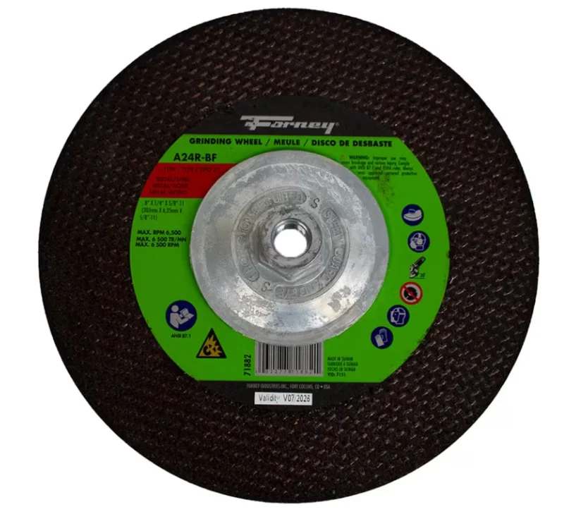 Forney Industries Grinding Wheel, Metal, Type 27, 8 in x 1/4 in x 5/8 in-11