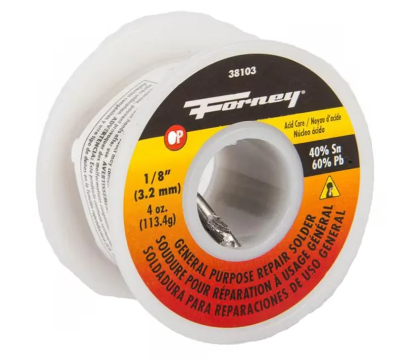 Forney Solder, General Purpose Repair, Acid Core, 1/8 in, 4 Ounce