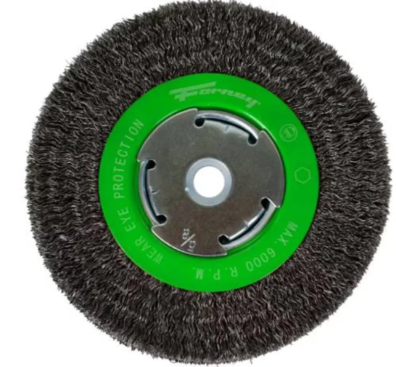 Forney Wire Wheel, Crimped, 6 in x .014 in, High-Density Face, 1/2 in - 5/8 in Arbor