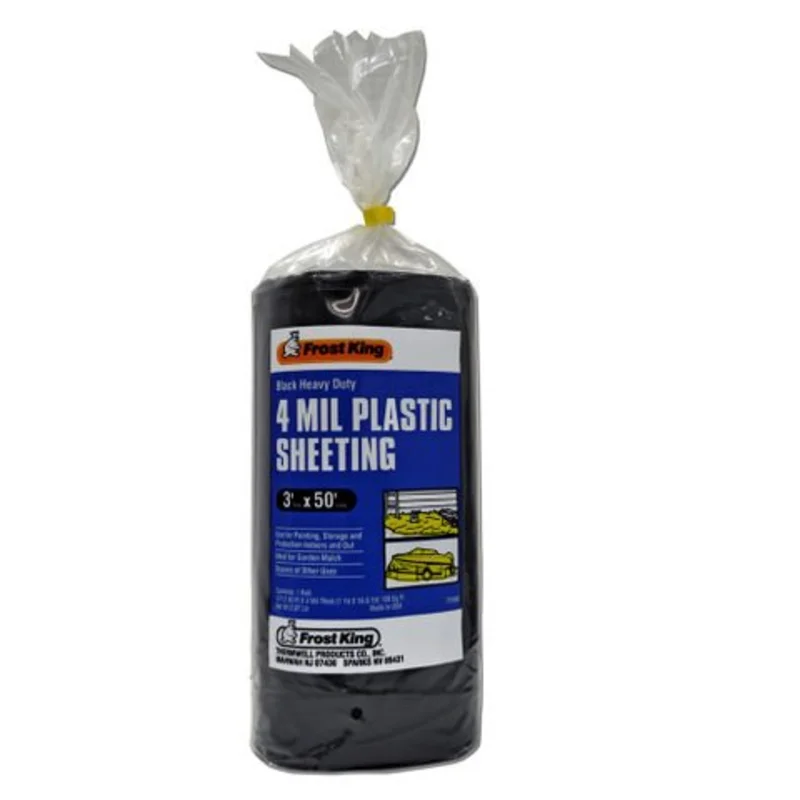 Frost King Packaged Polyethylene Sheeting 20 ft x 25 ft x 4 mil, 25 ft Rolls Black Black