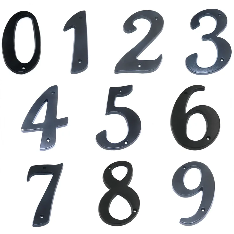 Gatehouse Large 5" Italic Black Metal Flush House Address Numbers, Easy to Read