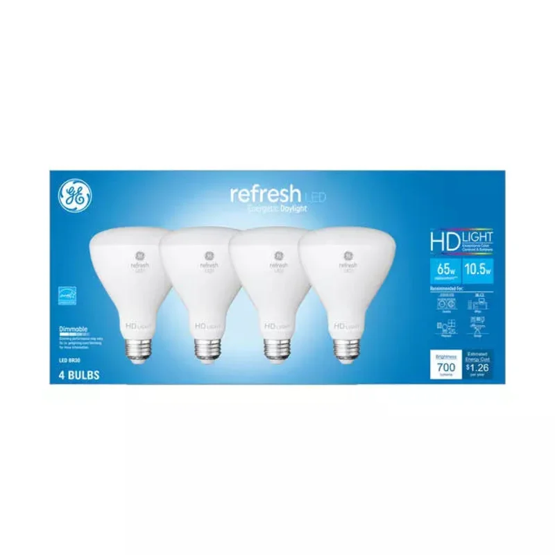 GE Refresh HD LED 65 Watt Replacement, Daylight, BR30 Indoor Floodlight Bulbs