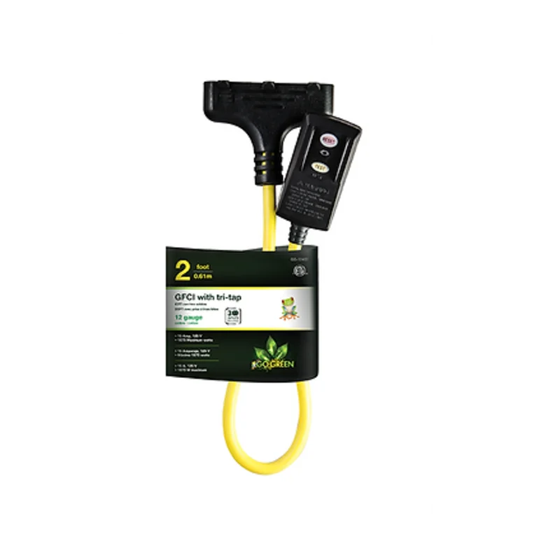GoGreen Power 2' 3 Outlet Portable Tri-tap Ground Fault Interrupter (GFCI)