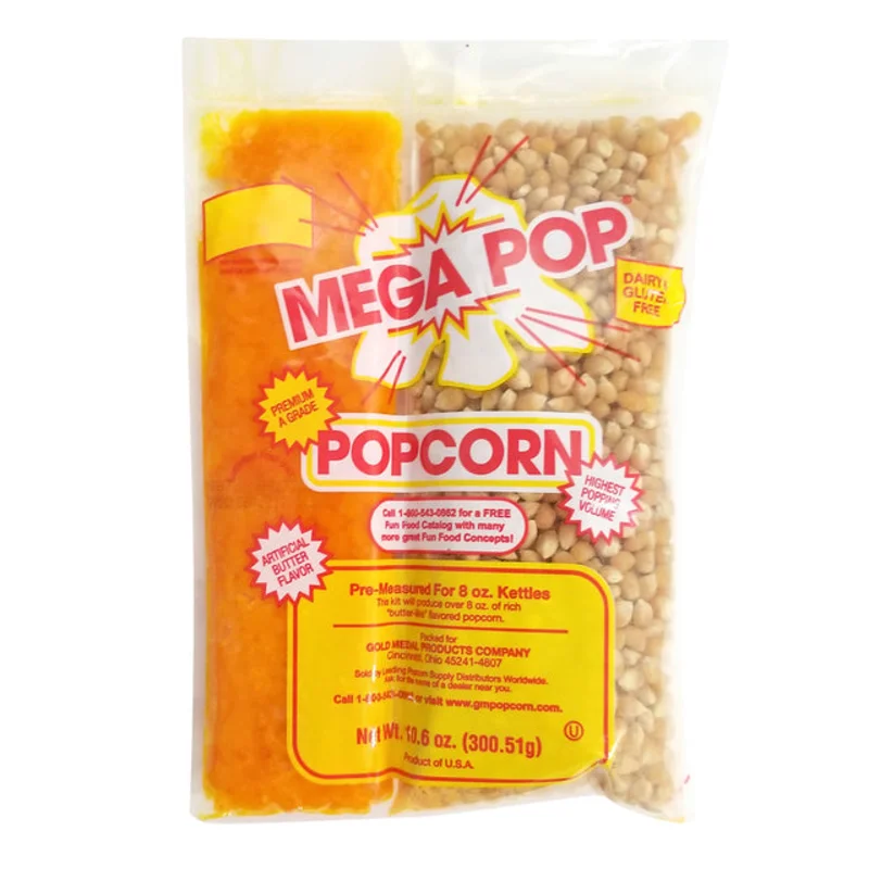 Gold Medal Mega Pop Corn/Oil/Salt Kit with Coconut Oil for 8-oz. Kettle