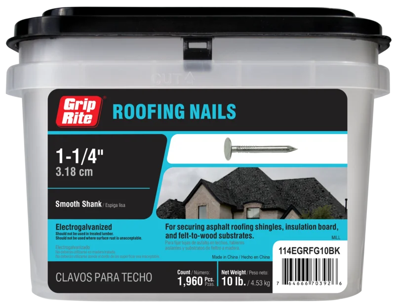 Grip-Rite #11 x 1- 1/4 in. Electro Galvanized Roofing Nail 10lb.