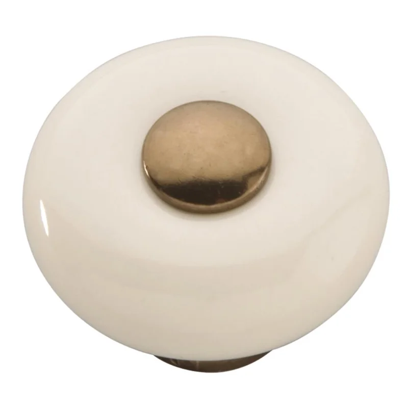 Hickory Hardware 1 1/4" Almond Porcelain Cabinet Knob, Bronze Stem P222-VBZLAD