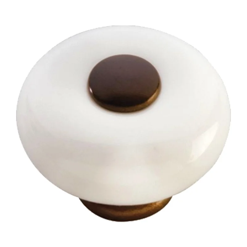 Hickory Hardware 1 1/4" White Porcelain Cabinet Knob with Bronze Stem P222-VBZW