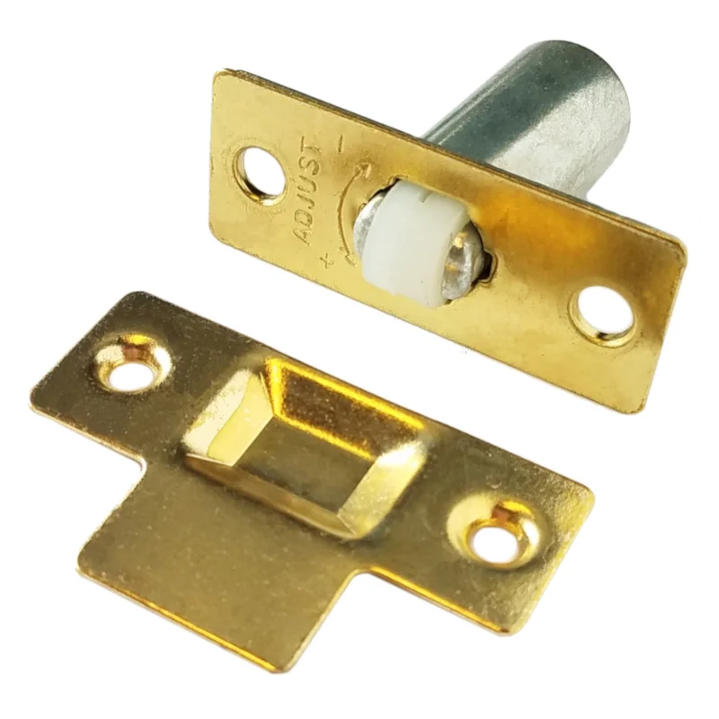 Hickory Hardware Adjustable Door Roller Catch 2 1/4" Strike Brass Plated PBH0426