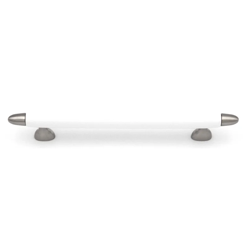 Hickory Hardware Aero Satin Nickel and White Cabinet5" (128mm)cc Handle Pull P3394-SNW