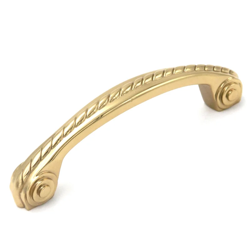 Hickory Hardware Annapolis Polished Brass Cabinet  3 3/4" (96mm)cc Handle Pull P15