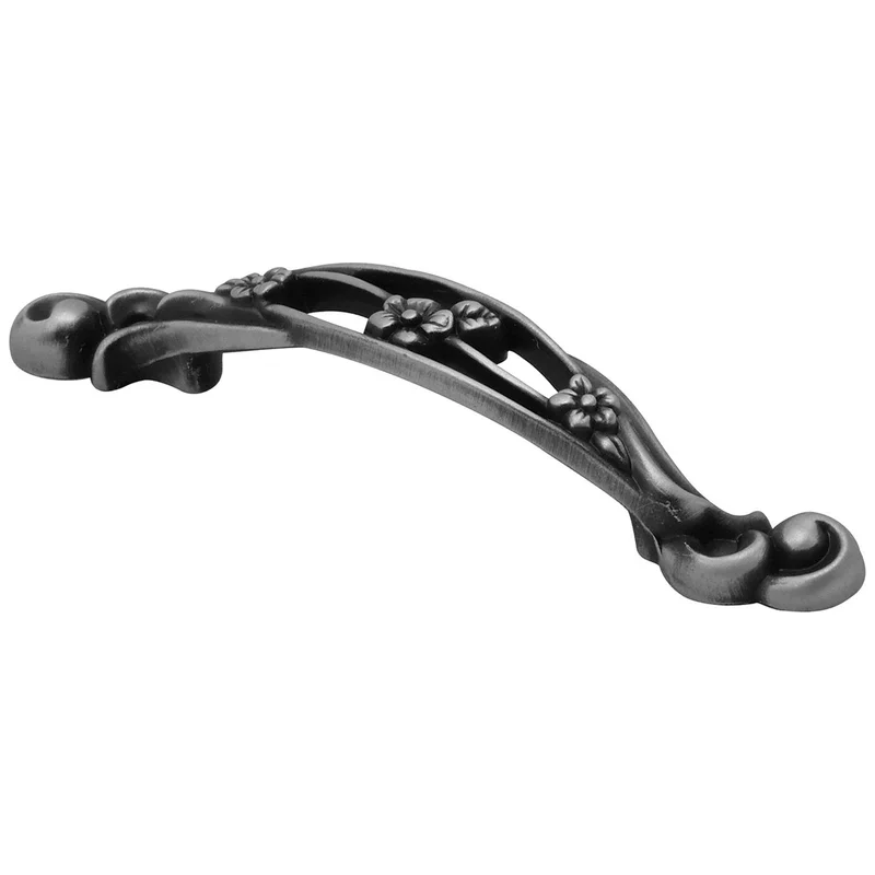 Hickory Hardware Art Nouveau Satin Pewter Antique Cabinet 3 3/4" (96mm)cc Handle Pull P2131-SPA