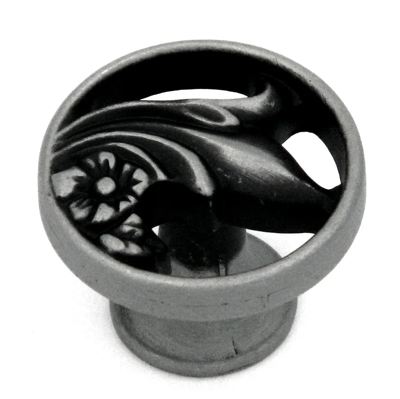Hickory Hardware Art Nouveau Satin Pewter Antique Round 1 1/4" Cabinet Knob P2130-SPA