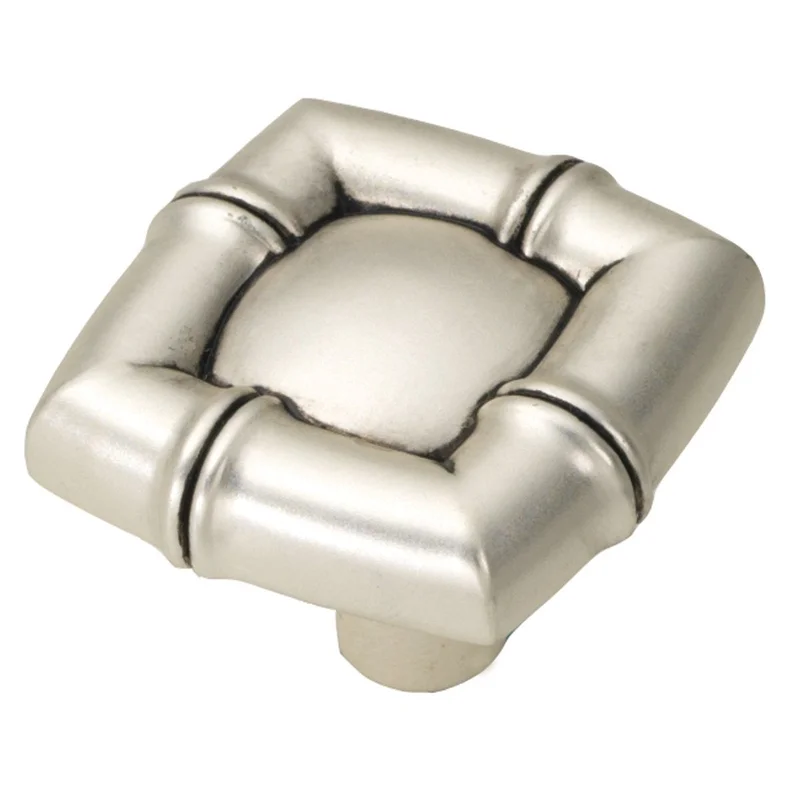 Hickory Hardware Bamboo Satin Antique Silver Square 1 1/4" Cabinet Knob P3443-SAS