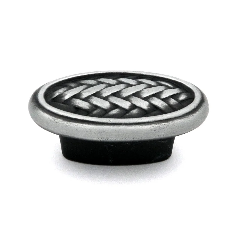 Hickory Hardware Catamaran Satin Pewter Antique Basket Weave 2" Cabinet Knob P7322-SPA
