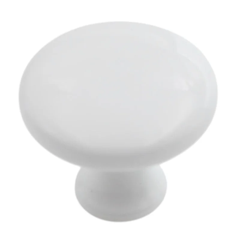 Hickory Hardware Conquest 1 1/8" Round White Coated Metal Cabinet Knob P14255-W