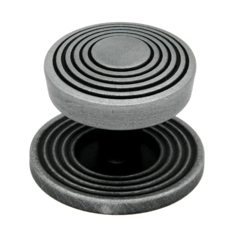 Hickory Hardware Encore 1 5/16" Satin Pewter Antique Round Flat-top Round Flat Disc Cabinet Knob P3124-SPA