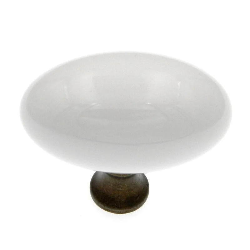 Hickory Hardware English Cozy 1 1/2" Lancaster Hand Polished Brass and White Cabinet Knob P27-W