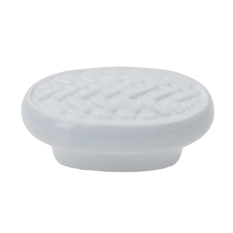 Hickory Hardware English Cozy White Oval basket weave 2" Porcelain Cabinet Knob PA0315-W