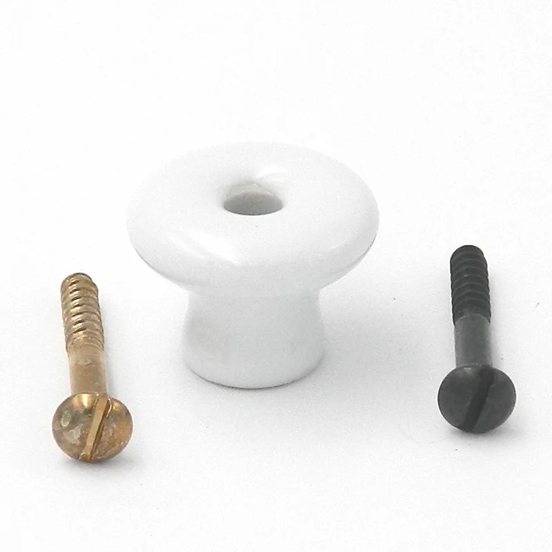 Hickory Hardware English Cozy White & Polished Brass Round 1" Porcelain Cabinet Knob P6-W