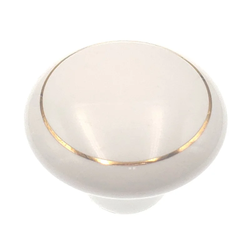 Hickory Hardware English Cozy White with Gold Circle 1 1/2" Cabinet Knob P23-GC
