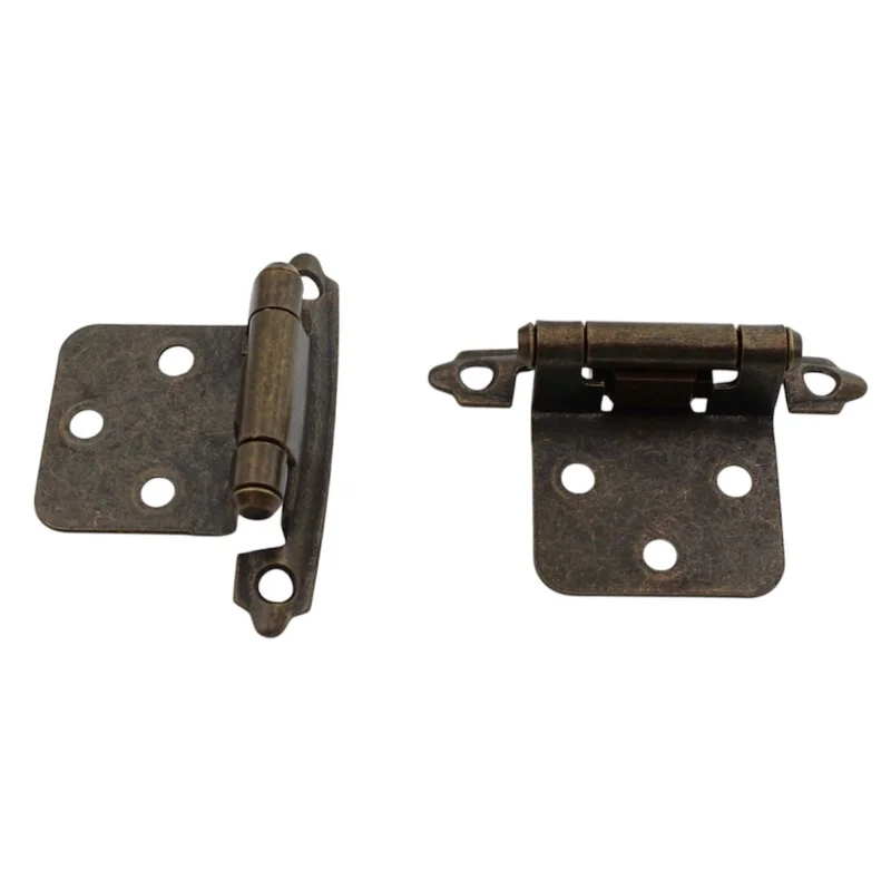 Hickory Hardware Flush Overlay Self-Closing Cabinet Hinges Antique Brass P144-AB