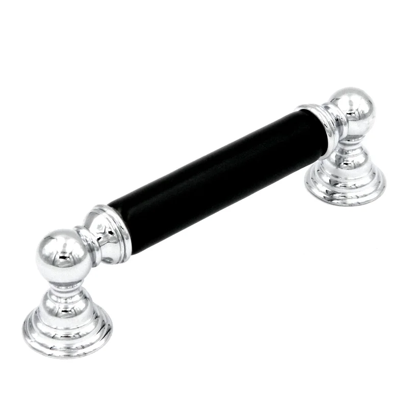 Hickory Hardware Gaslight Chrome and Black Cabinet 3 3/4", 96mmcc Handle Pull P3413-CHB