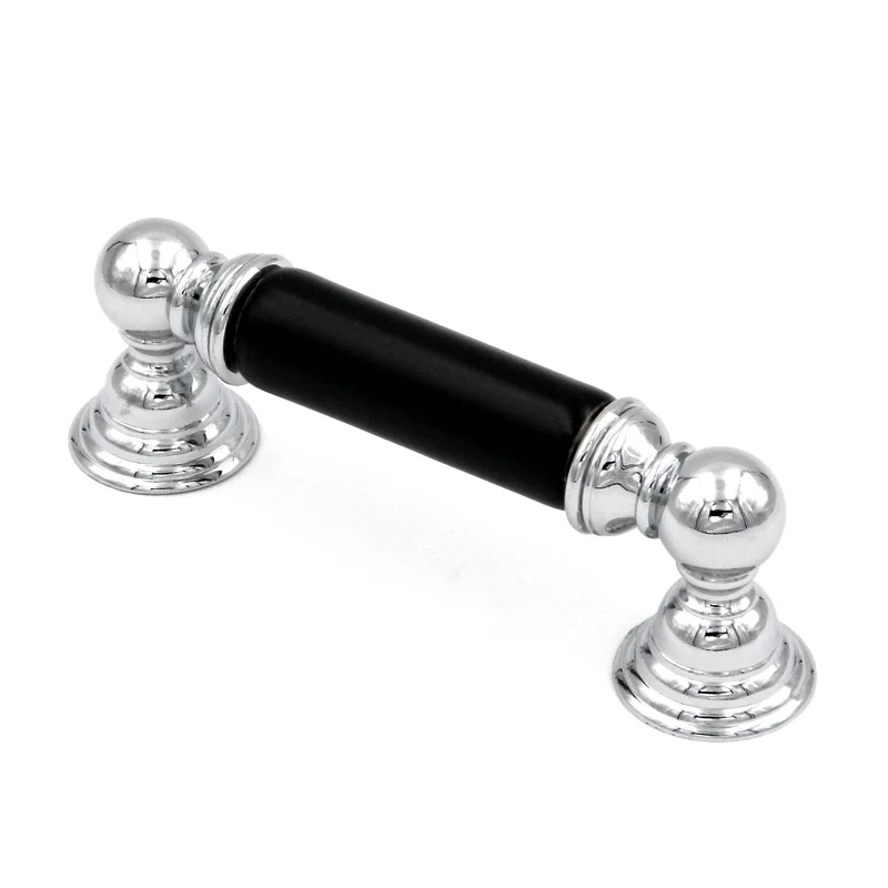 Hickory Hardware Gaslight Chrome and Black Cabinet 3"cc Handle Pull P3412-CHB