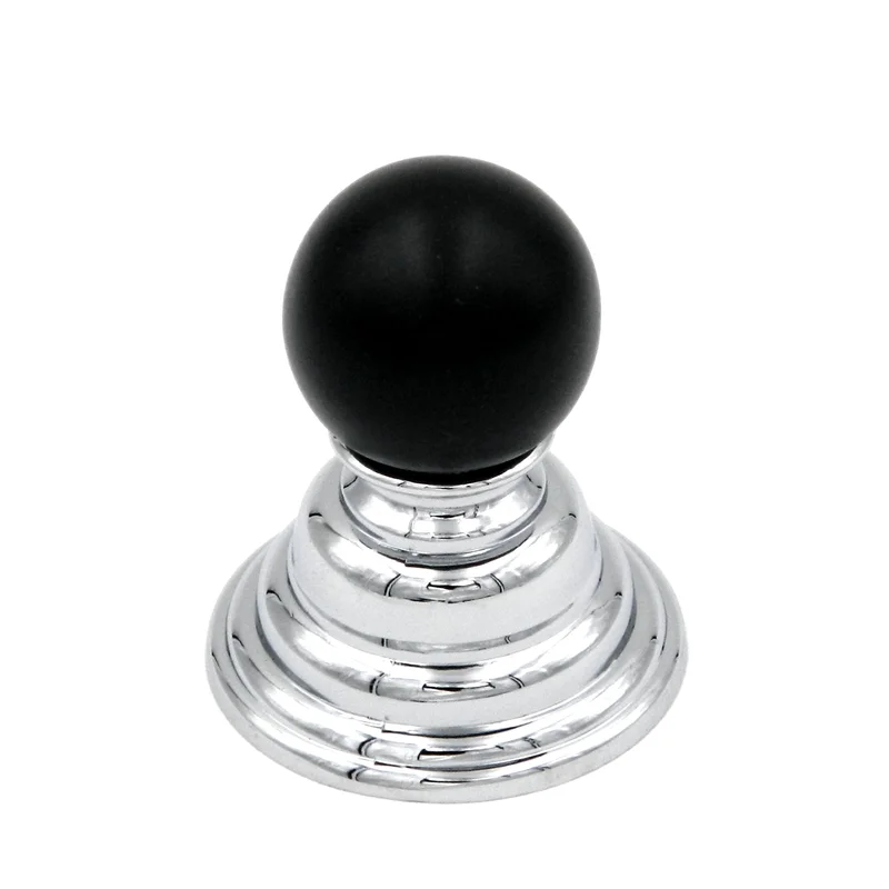 Hickory Hardware Gaslight P3411-CHB Chrome Cabinet Knob, 1 1/4" Base and Black Ball Top