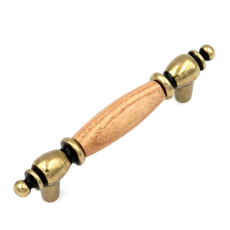 Hickory Hardware Lancaster Polished and Oak Wood Center 3"cc Cabinet Pull P8142-OAK