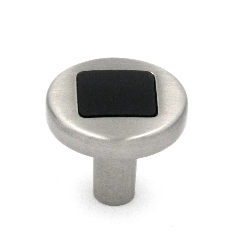 Hickory Hardware Loft 1" Satin Nickel and Black Round Smooth Cabinet Knob P3440-SNB