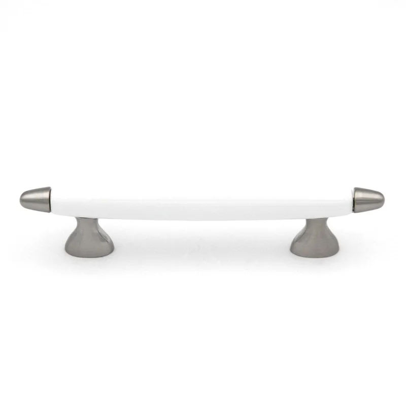 Hickory Hardware P3392-SNW Aero 3" Satin Nickel and White Bar Cabinet Handle Pull