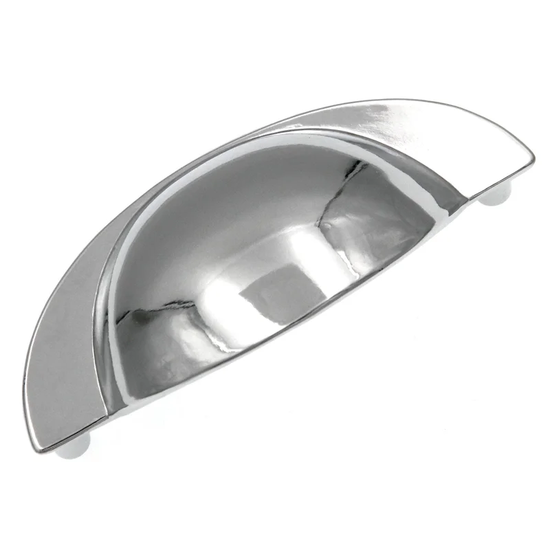 Hickory Hardware Polished Chrome Cabinet or Furniture Drawer 3"cc Cup Pull P344-26