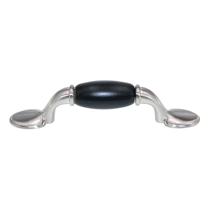 Hickory Hardware Satin Nickel Black Ceramic Center 3" Ctr. Cabinet Pull P796-SNB