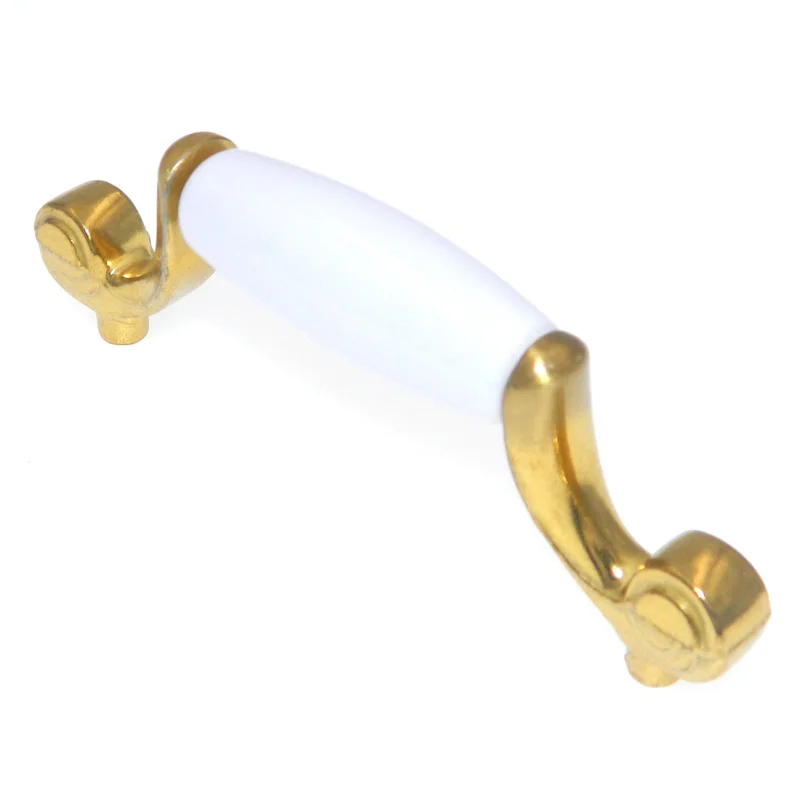 Hickory Hardware Tranquility Satin Brass White 3"cc Cabinet Handle Pull P511-SB