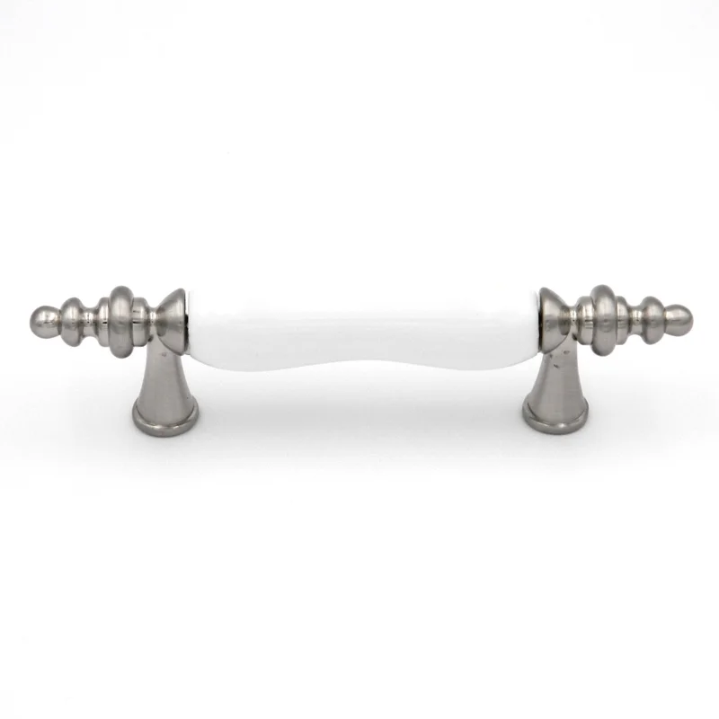 Hickory Hardware Tranquility Satin Nickel White P703-SNW 3"cc Cabinet Bar Pull