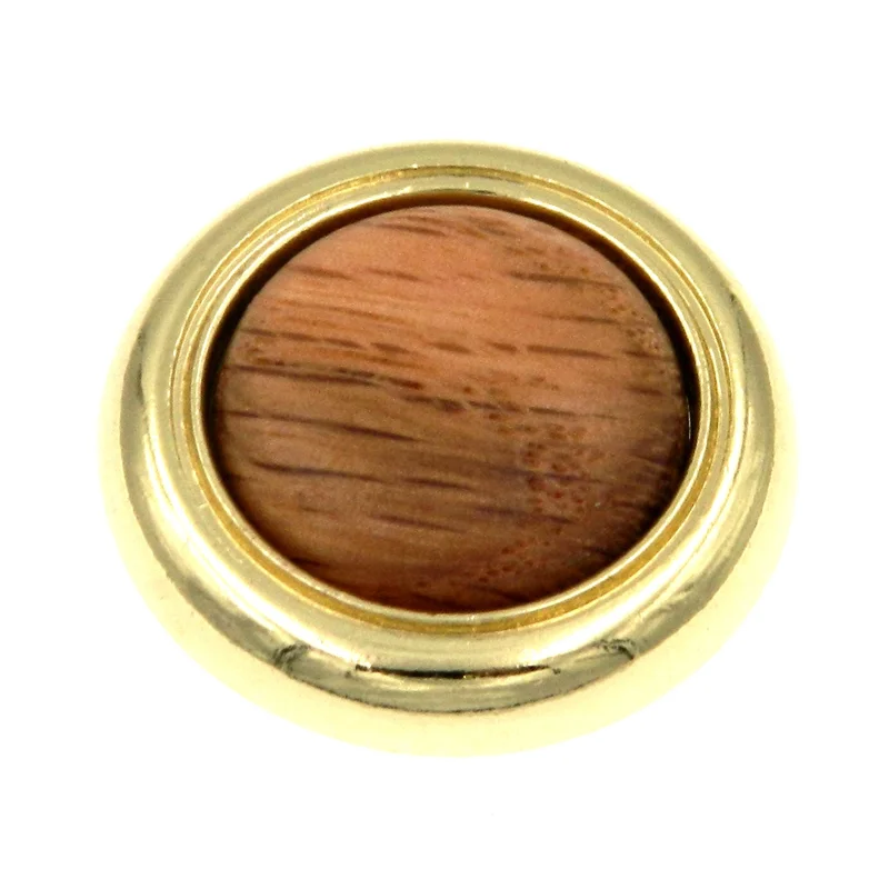 Hickory Hardware Woodgrain Polished Brass and Oak Wood Center 1 1/4" Cabinet Knob P715-OAK