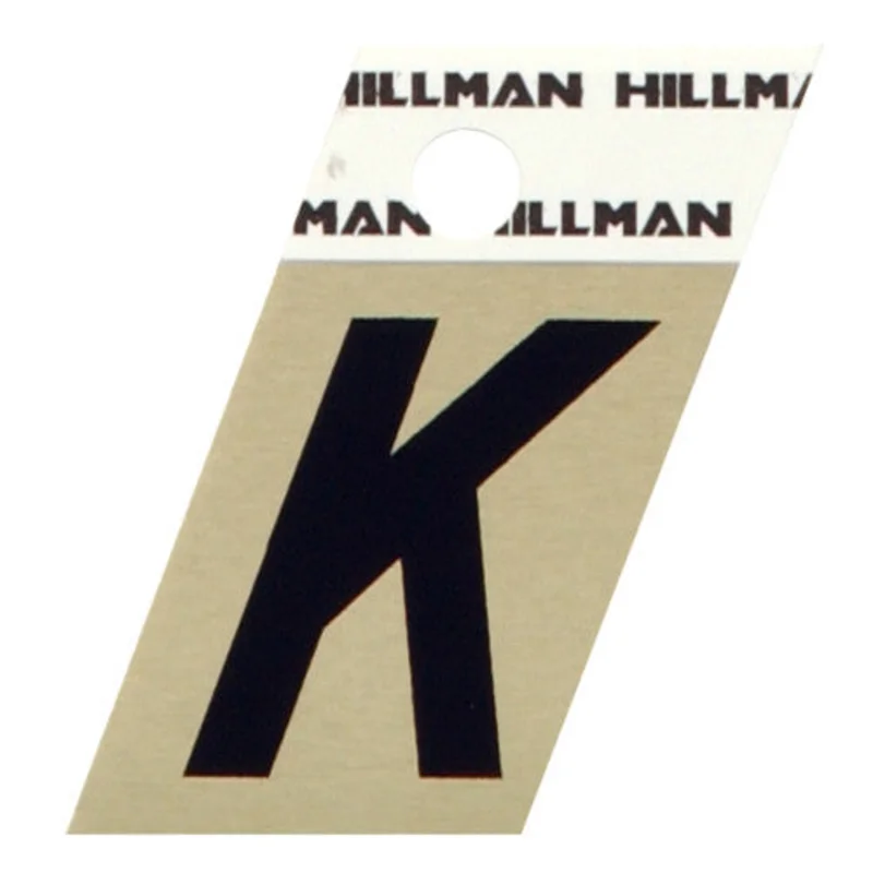 Hillman Adhesive Angle-Cut Letter K Black and Gold